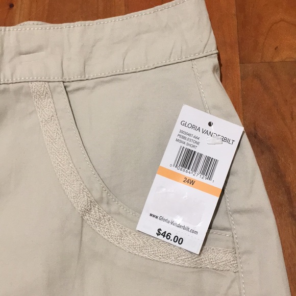 NWT Gloria Vanderbilt Stretch Khaki Shorts 24W - Picture 2 of 6